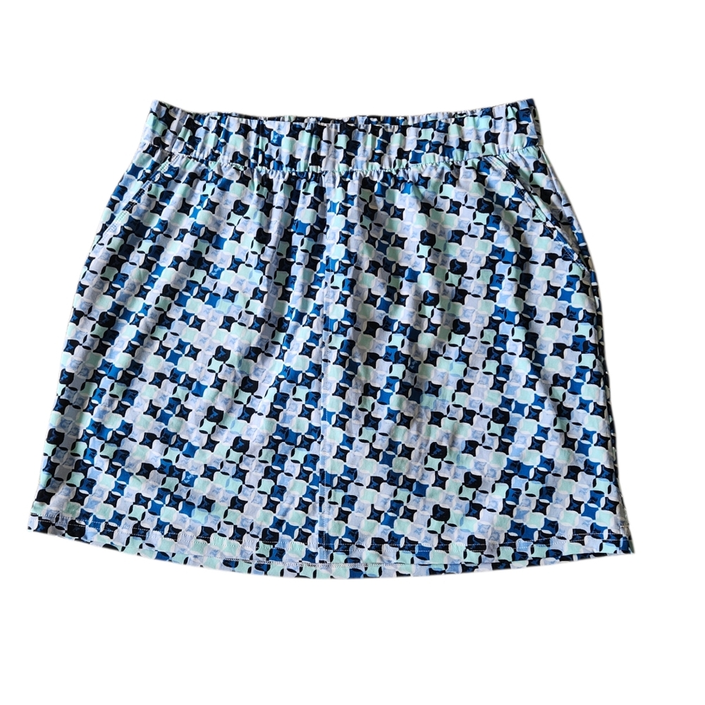 T for Talbots Skort Skirt Women's X Blue White Geometric Pull On